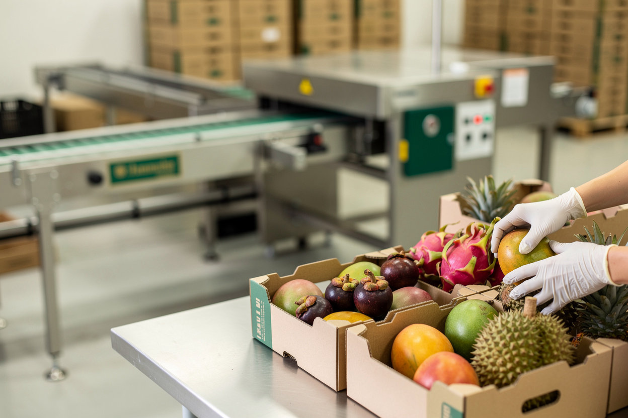 Angie Fruits Pte Ltd Singapore pack-house operations with professional fruit wholesaler, re-exporter facilities